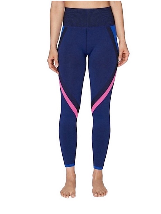 Betsey Johnson Pants - Betsy Johnson Workout Pants Navy Athletic Leggings Pink Accent Stripes 80s high